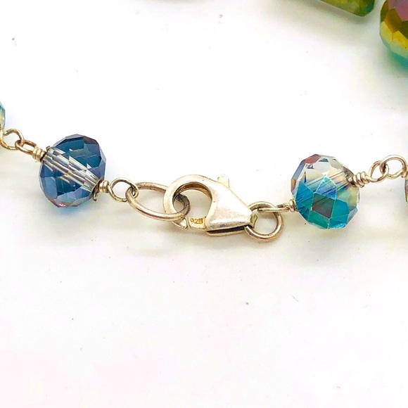 Gorgeous Vintage 925 Aurora Borealis Crystal Bead Necklace - Picture 12 of 17